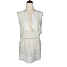 SAYLOR Cream Pom Pom Sleeveless Mini Dress| Size L