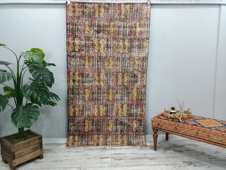 bohemian rug, wool rug, antique rug, vintage rug, oriental rug, purple accent ru