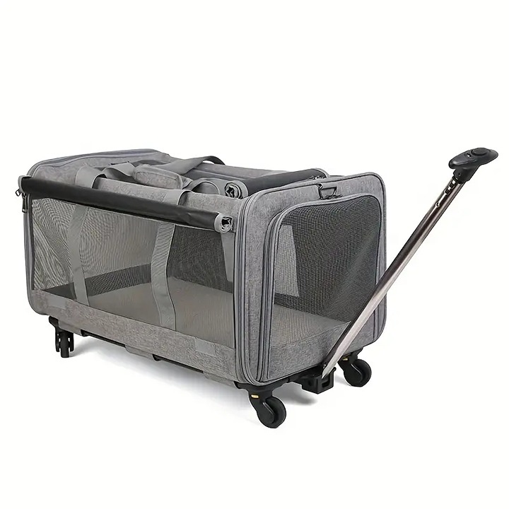 Travel in Style with Your Pet: Portable Transparent Trolley Bag with Ventilation