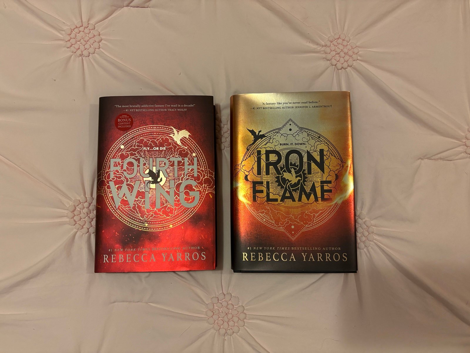 fourth wing holiday edition & iron flame 1st edition by rebecca yarros