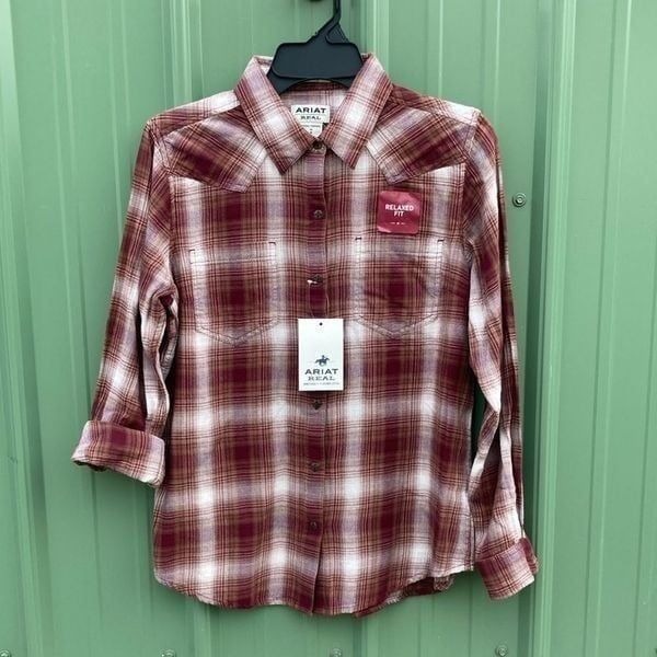 Women’s Ariat Country Western Cowgirl Cotton Flannel Shirt Size M
