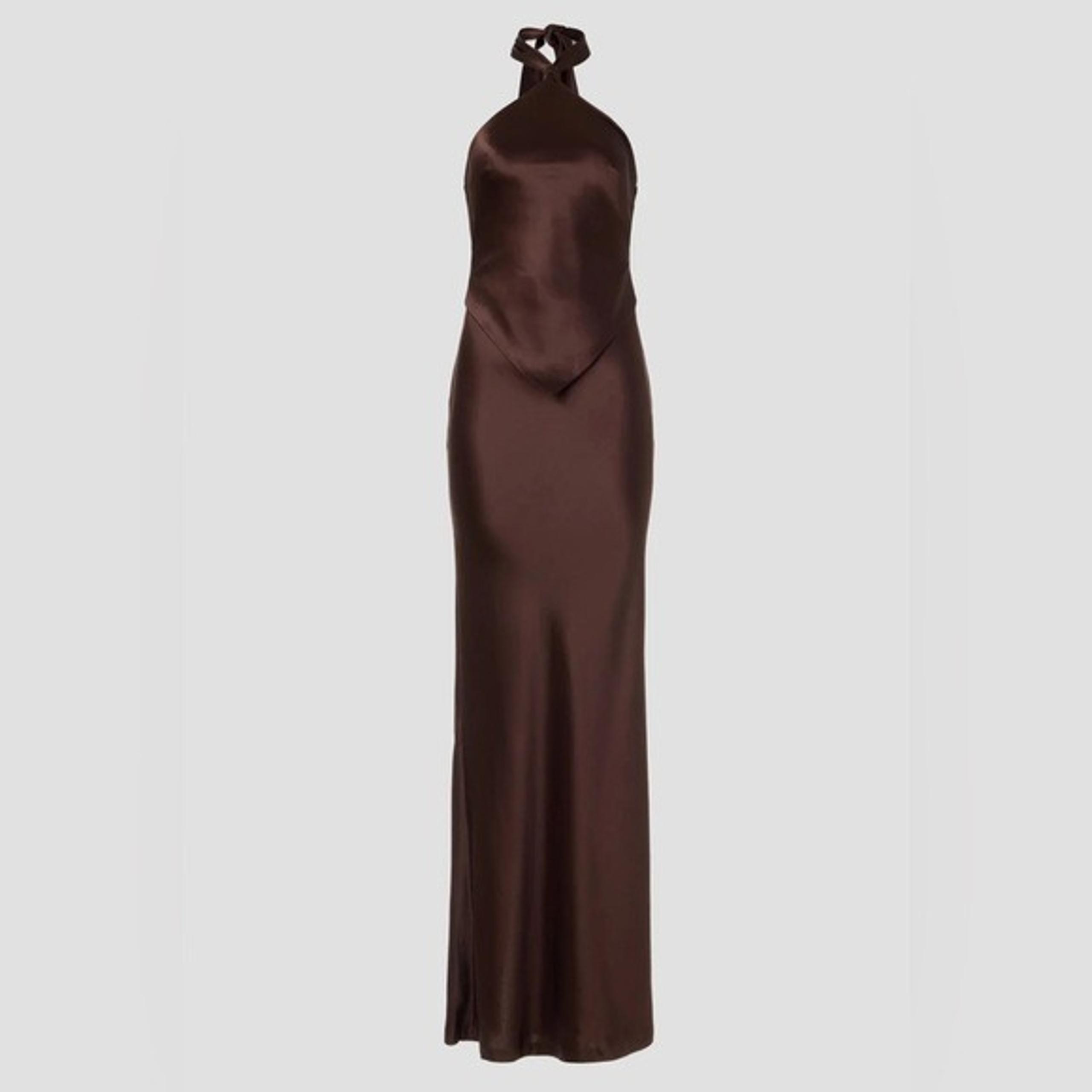 Retrofete brown satin Ester maxi dress