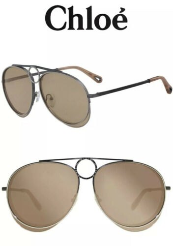 Chloe Romie 61mm Aviator Sunglasses Dark Nickel/Nickel