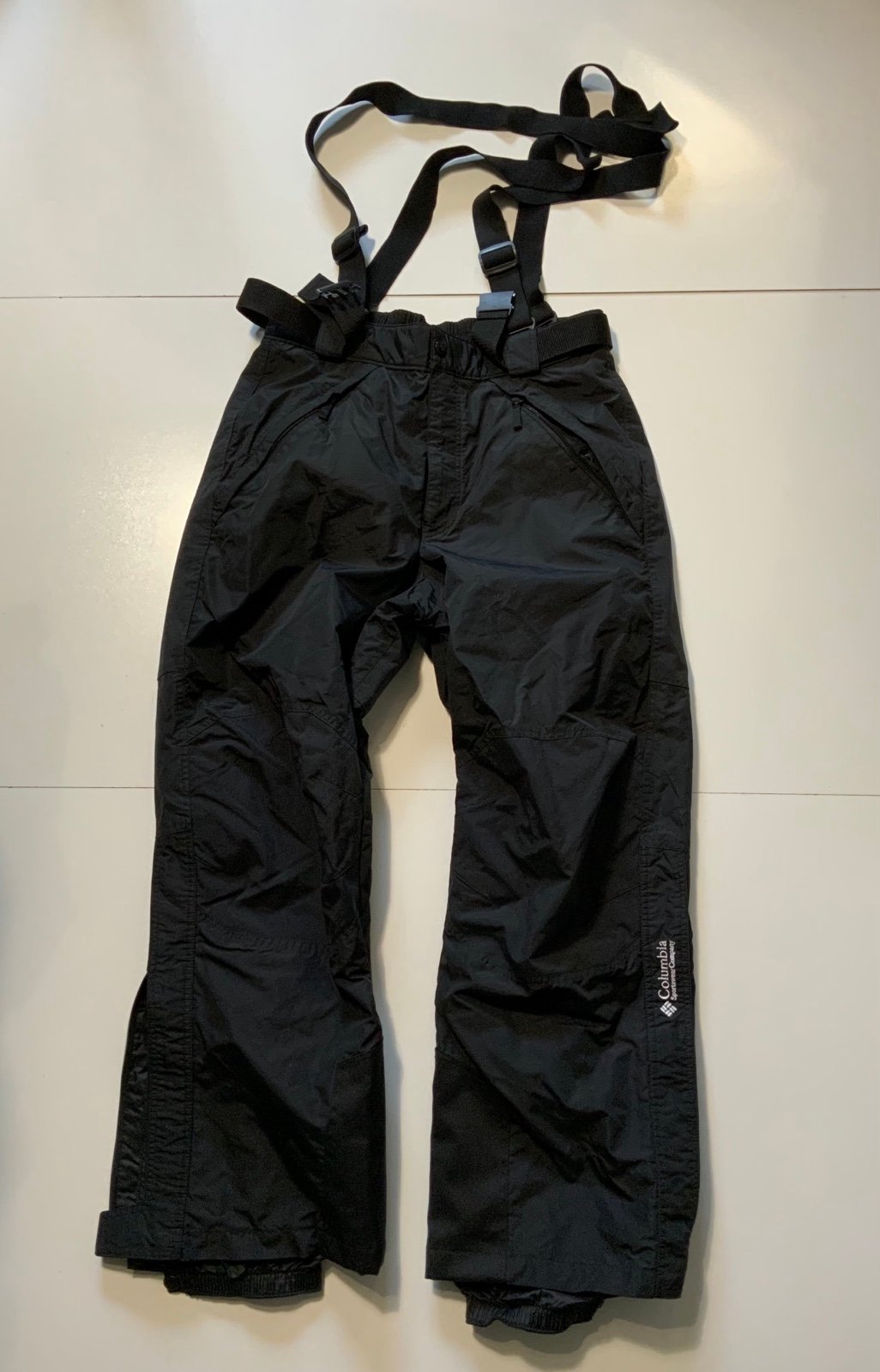 Vintage Columbia Sportswear Softshell Made In Japan Black Outdoor Bib Pants