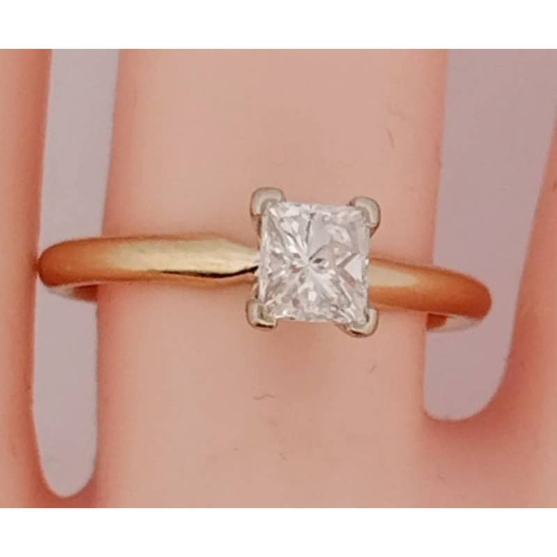 14k Princess NATURAL Diamond Wedding Engagement Ring 14K Gold size 6,7,8