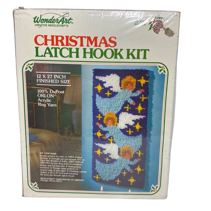 New Sealed WonderArt Christmas Angels Latch Hook Kit #4793 Creative Needlecrafts