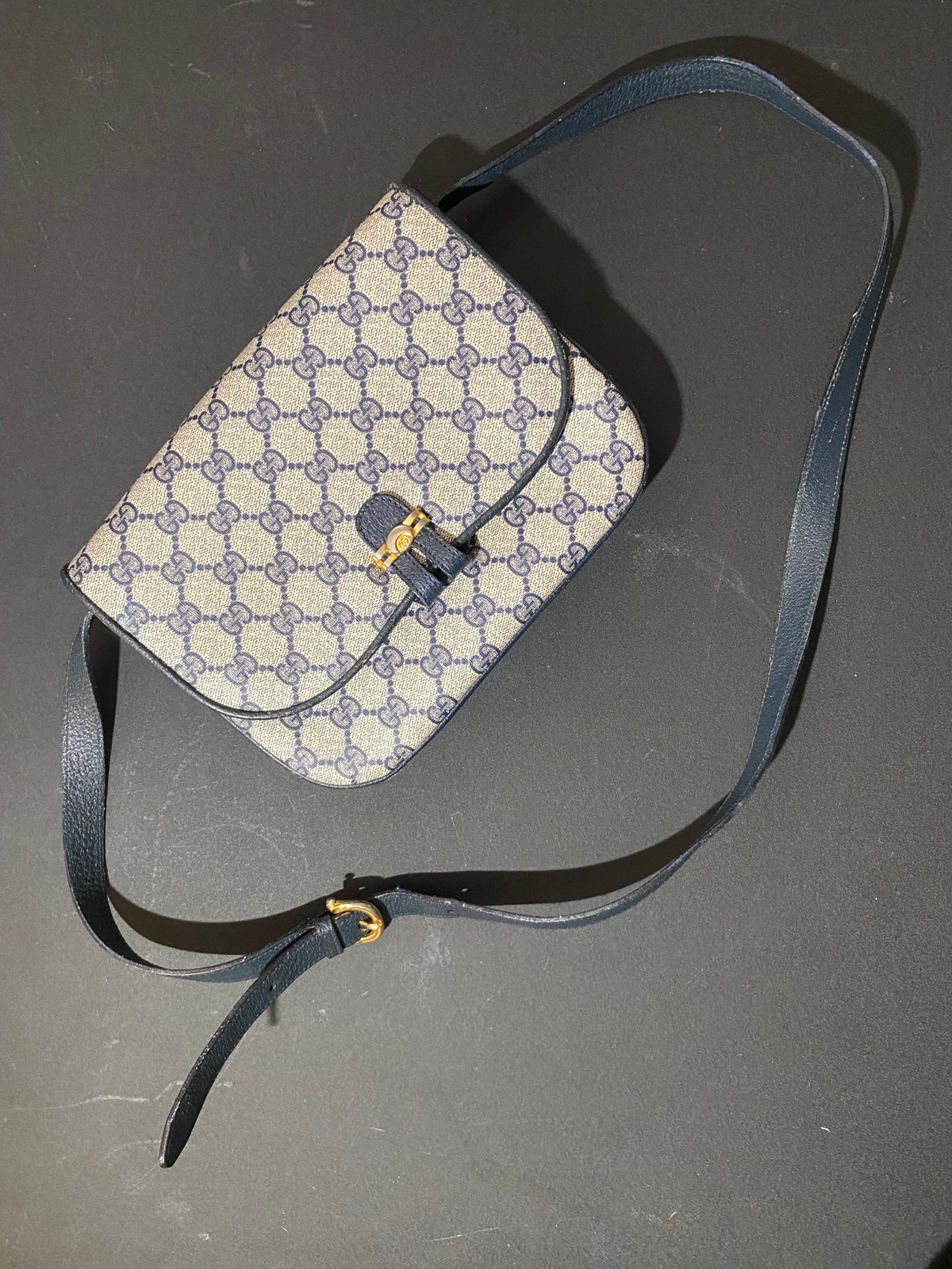 Gucci Vintage 80's Navy Accordion Flap Bag