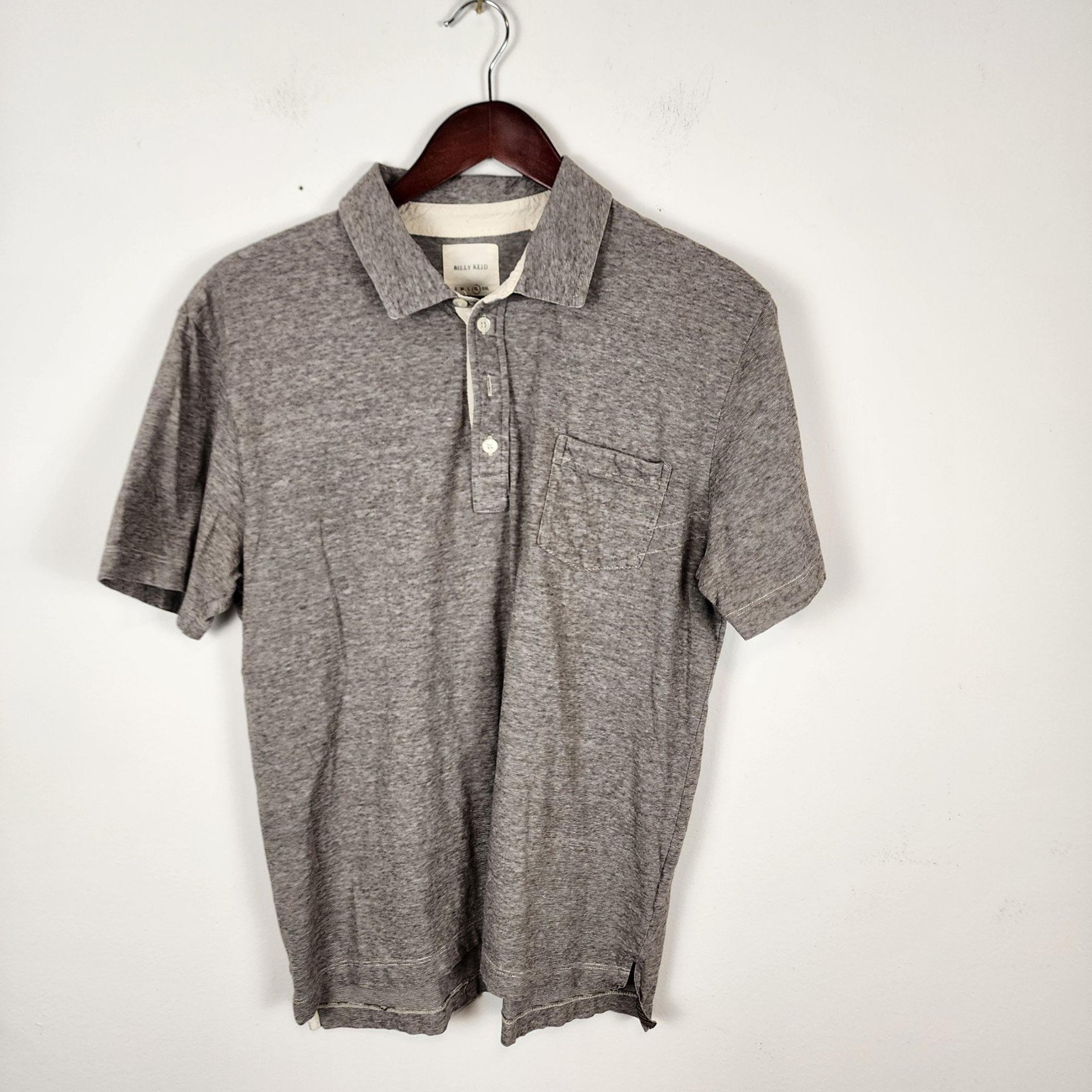 Billy Reid 100% Cotton Brown Heather Short Sleeve Polo Men's Size XL