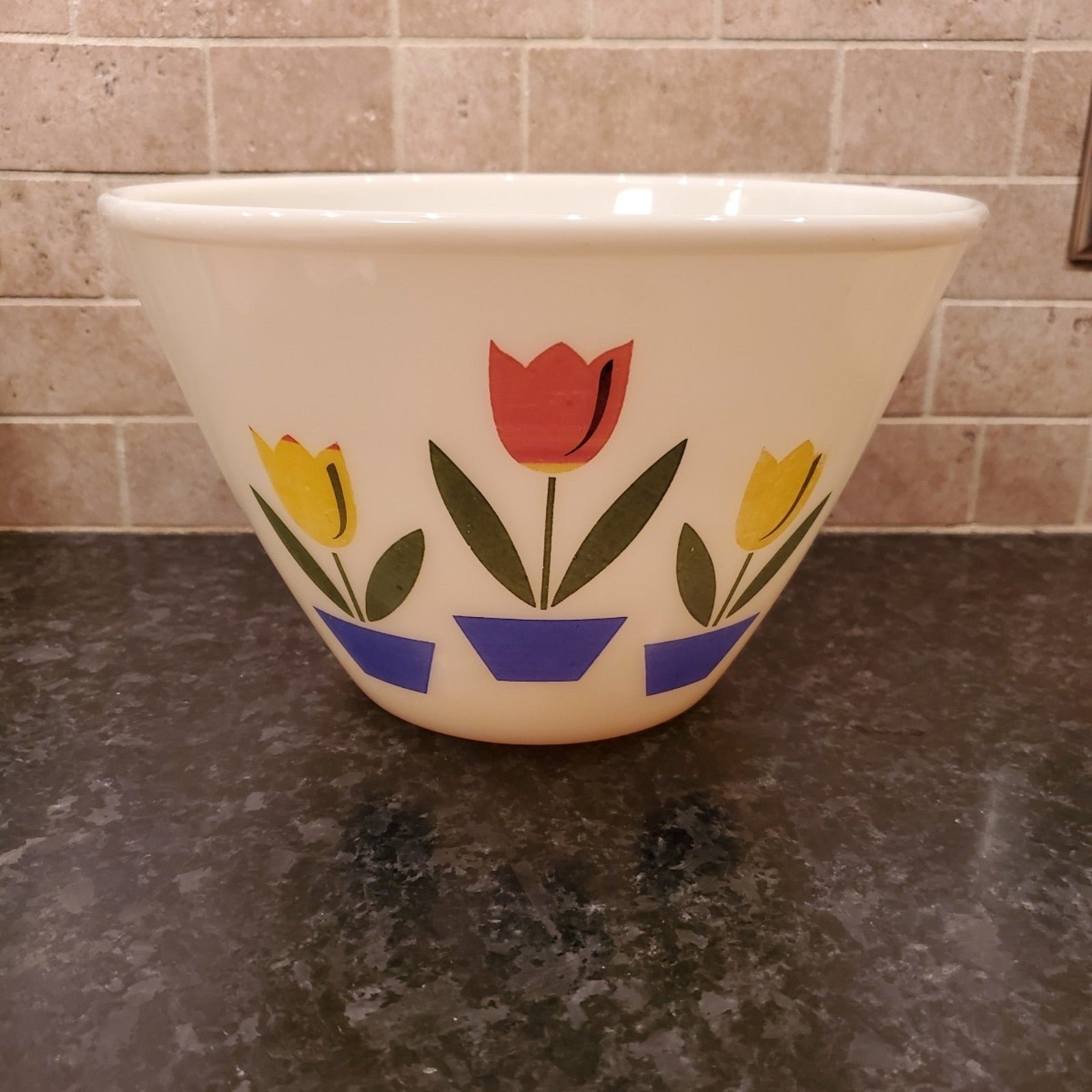 Vintage Fire King Tulip Milk Glass Large Bowl