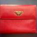 PRADA Saffiano Leather Red Bi-Fold Wallet-Preowned