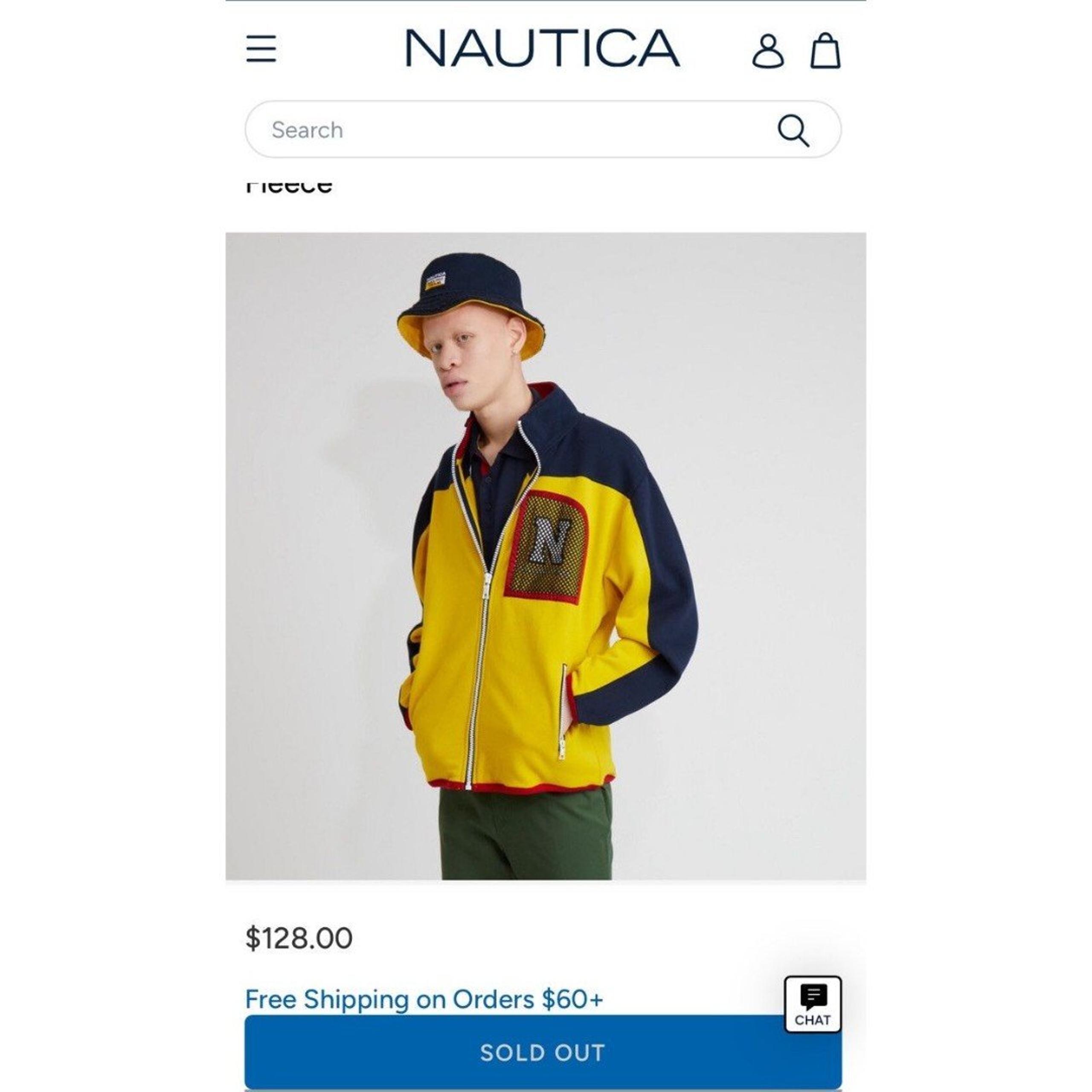 Nautica Lil Yachty Collab Sailing Team Full Zip Yellow Blue Large Fleece Jacket