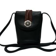 Brighton One World Leather Small Bucket Bag Crossbody Mini Black Brown Woven