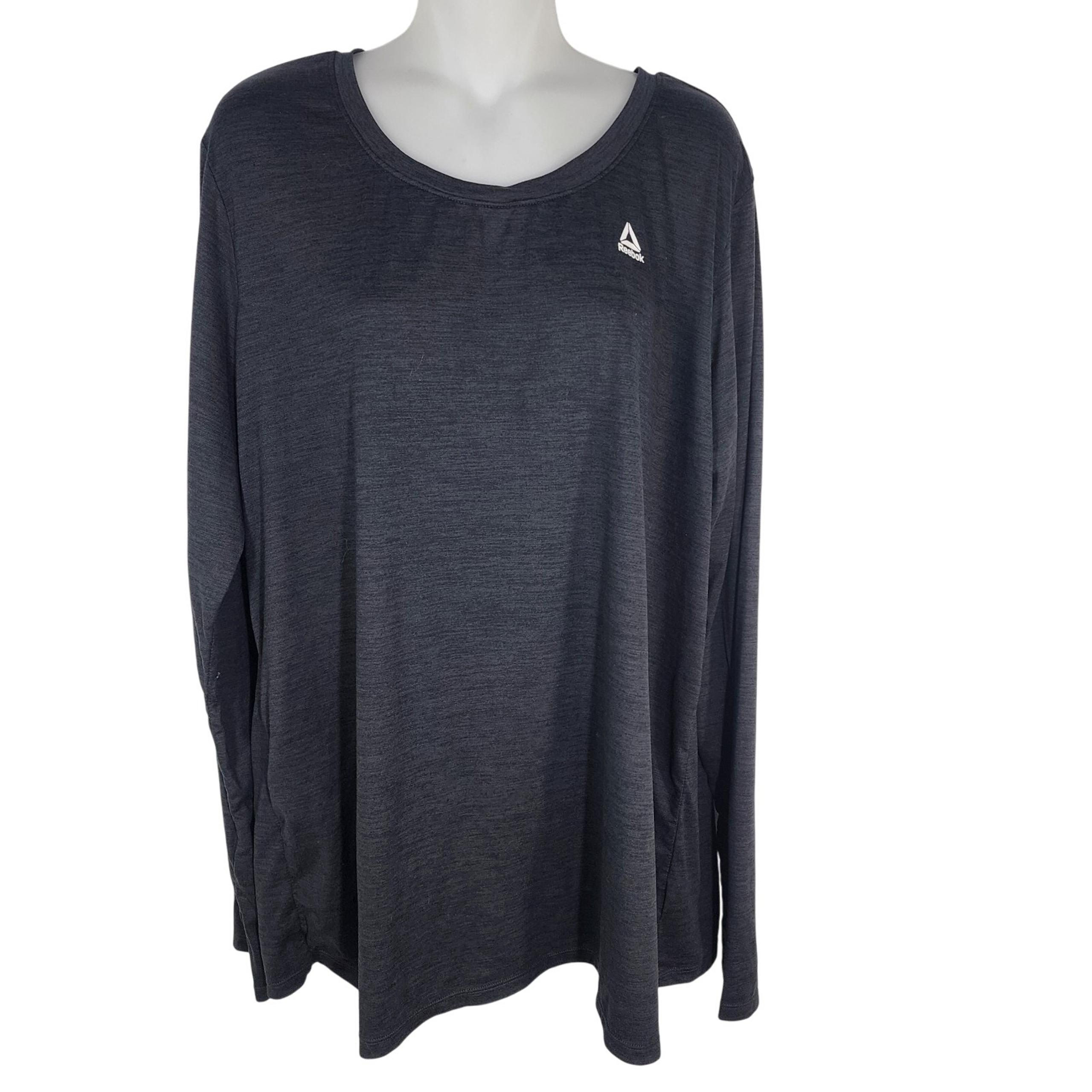 Reebok T Shirt Womens XXXL Legacy Performance Moisture Black Heather Long Sleeve
