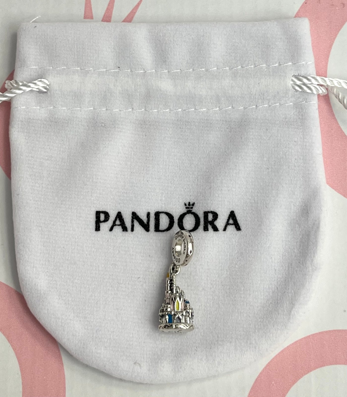 Pandora Walt Castle Dangle Charm Sterling Silver .925 With Pouch