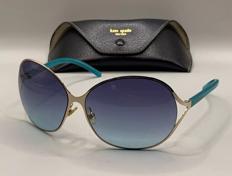 Kate Spade Sunglasses Evelyn/S 115 OEQ6P Sunshine Teal Blue Gold Frame Womens