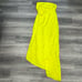 Seroya Women’s Strapless Asymmetric Hem Midi Satin Dress Split Neon Yellow