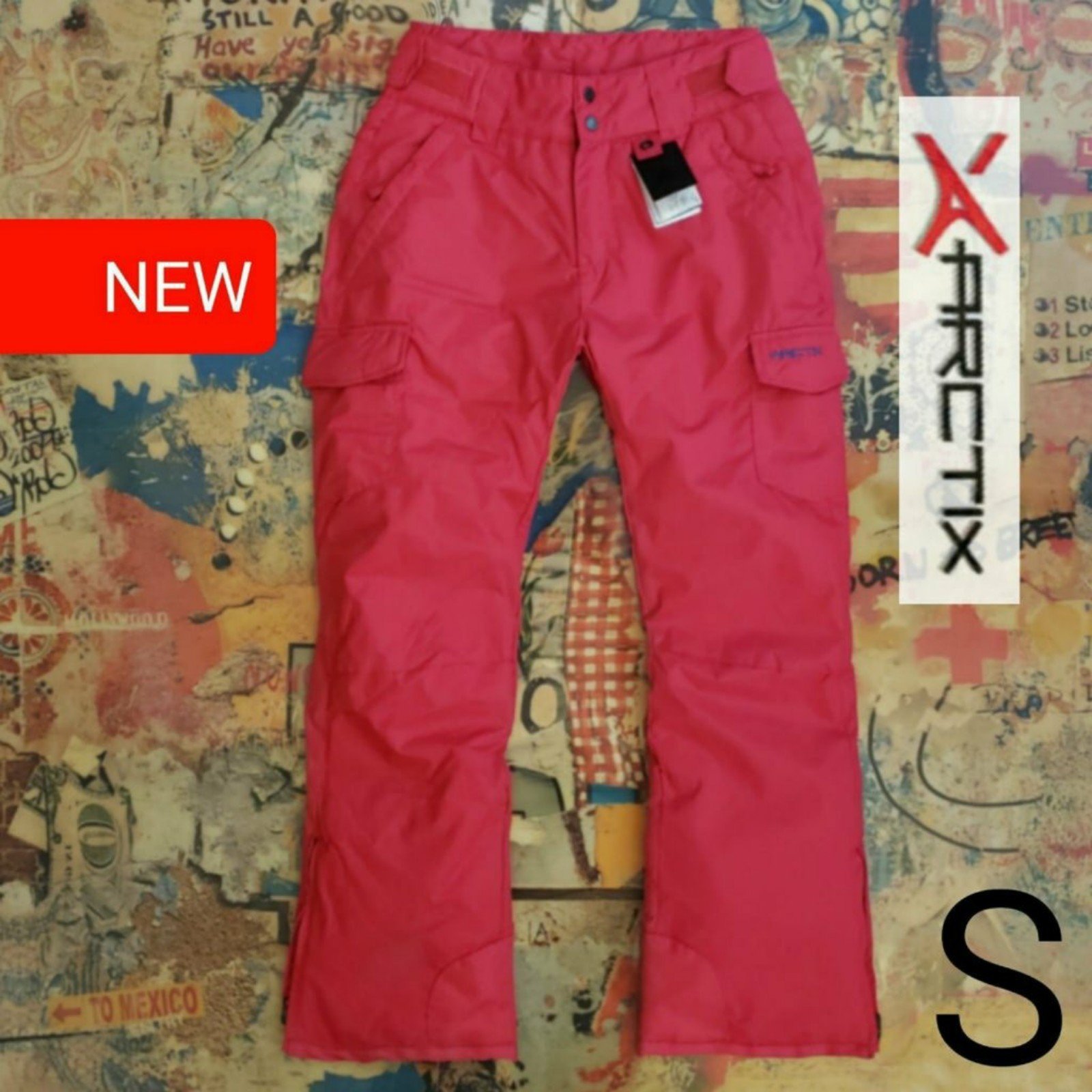 100 New 5K Waterproof Insulated Rose Cargo Snowboard Pants / Ski Pants! S