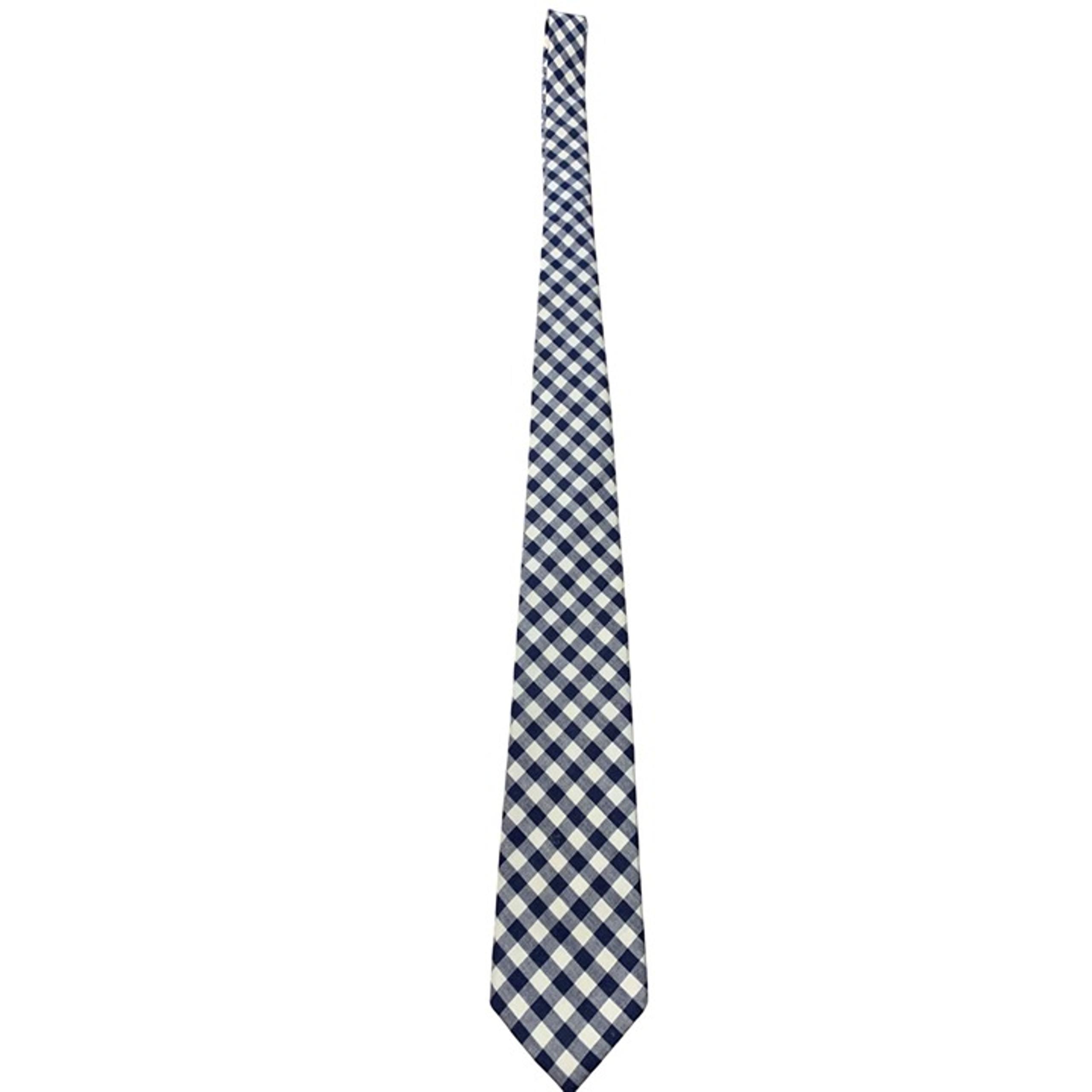 J. Crew Navy & White Gingham Checkered Cotton Mens Tie