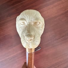 Vtg Carved Poodle Handle Bakelite Wooden Shoe Horn 27”