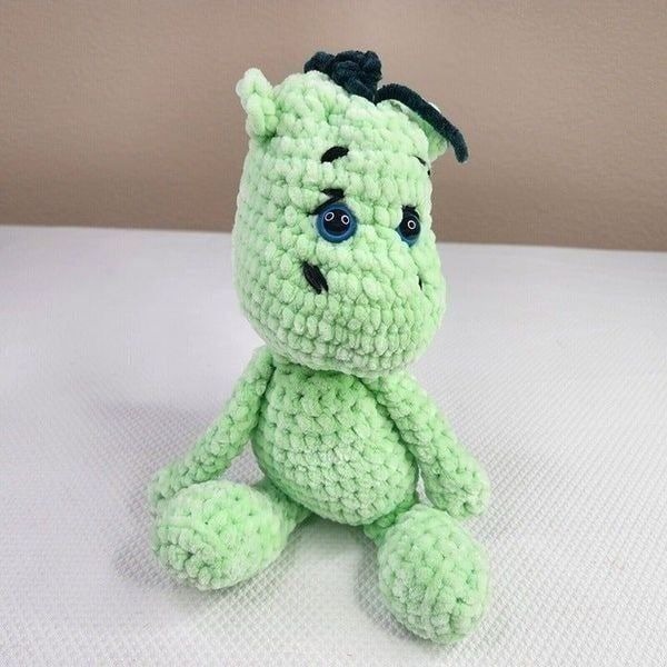 Amigurumi Stuffed Toy Green Dragon Crochet Handmade 13 