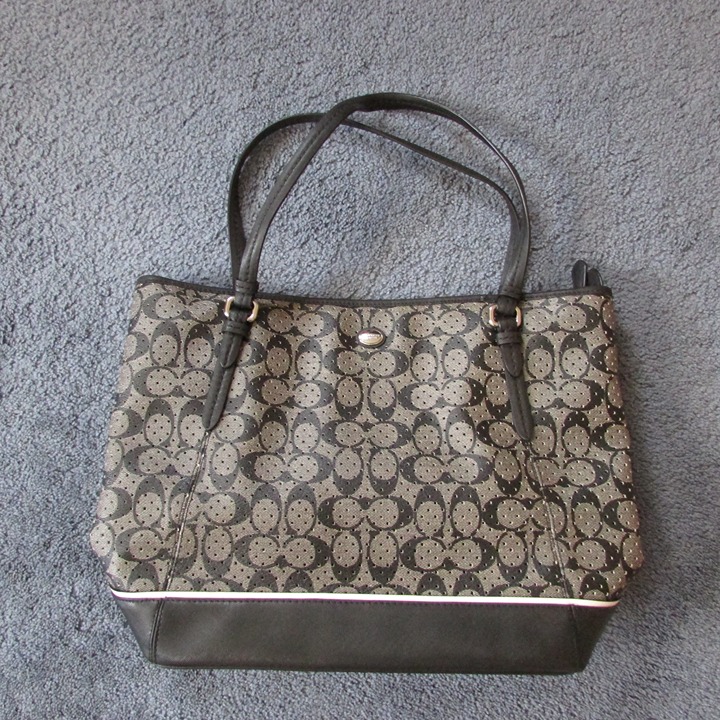 Coach Handbag Purse Black Gray 16X11 Excellent Condition Medium Size