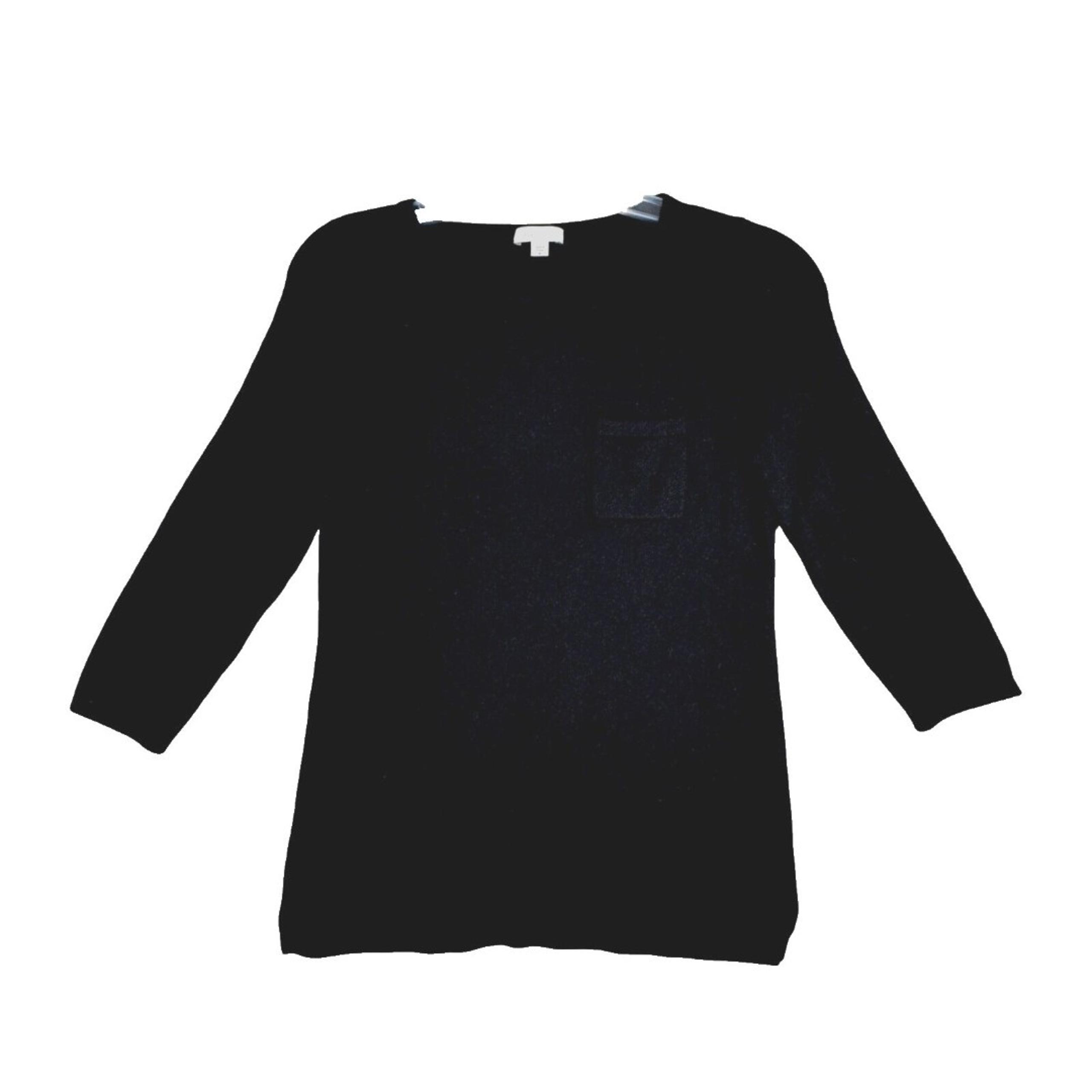 Garnet Hill Sweater Women Medium Black 100% Cashmere Preppy Neutral Minimalist