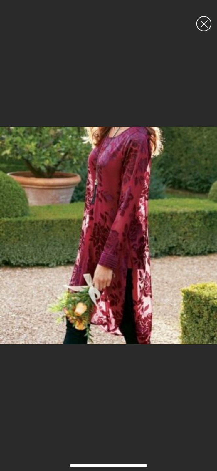 Soft Surroundings Crushed Velvet Floral Tunic Size M