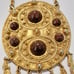 Vintage PAULINE RADER Inca/Mayan Gold Medallion With Bakelite Beads Necklace 28