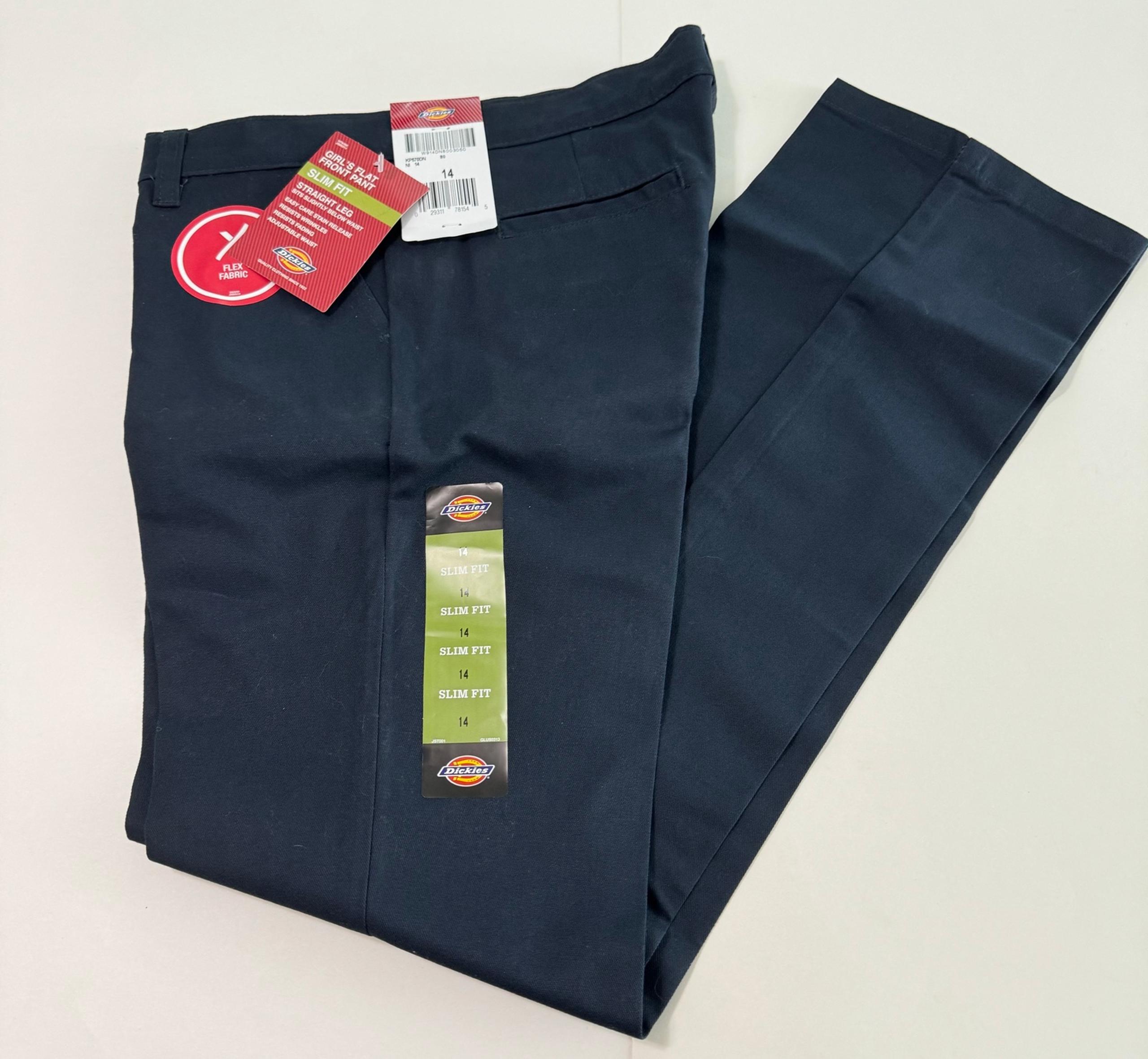 Dickies Girl’s Navy Flat Front Pant-Slim Fit-14