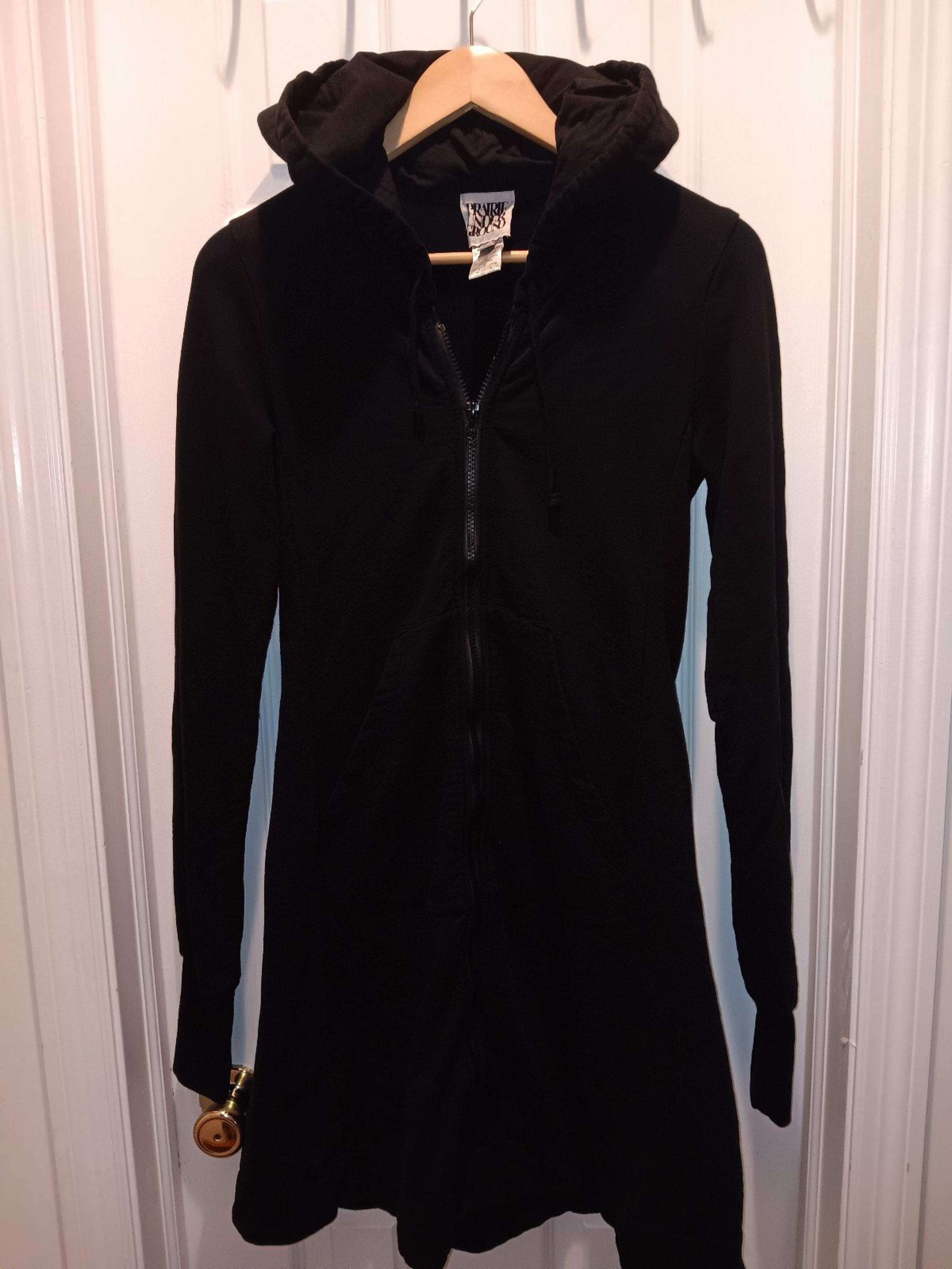 Prairie Underground Black Long Cloak Hoodie Women Size X-Small Full Zip Pockets