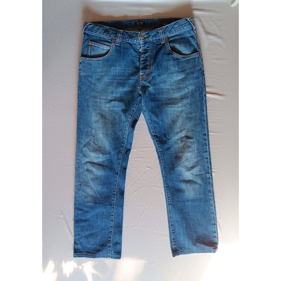 Armani Jeans J08 Men's W31 L28 Blue Slim Fit Straight Denim AJ Logo Pocket