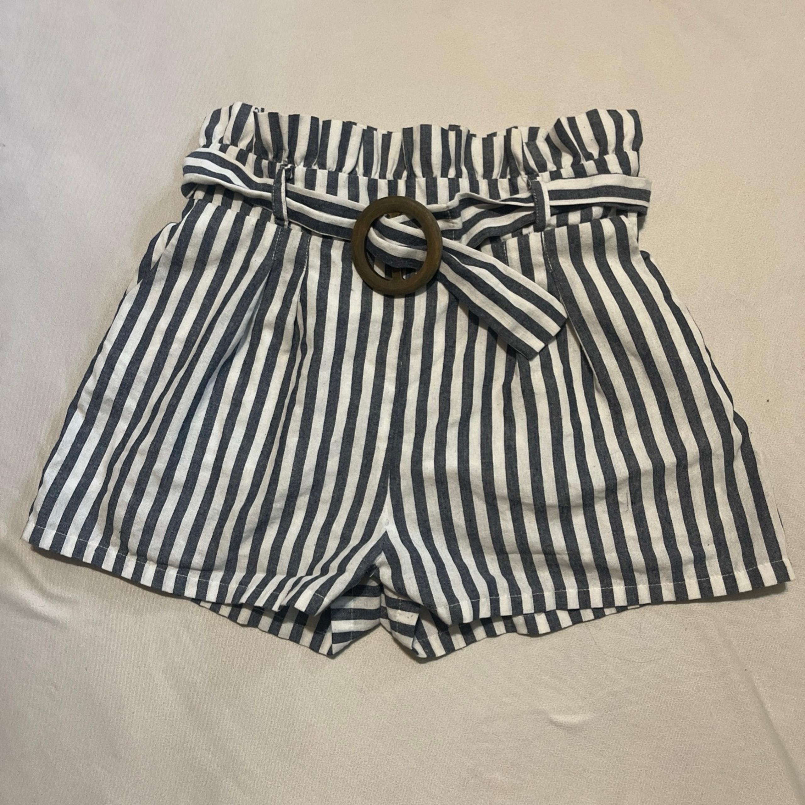 Altard state women’s paper bag waist shorts medium striped belted