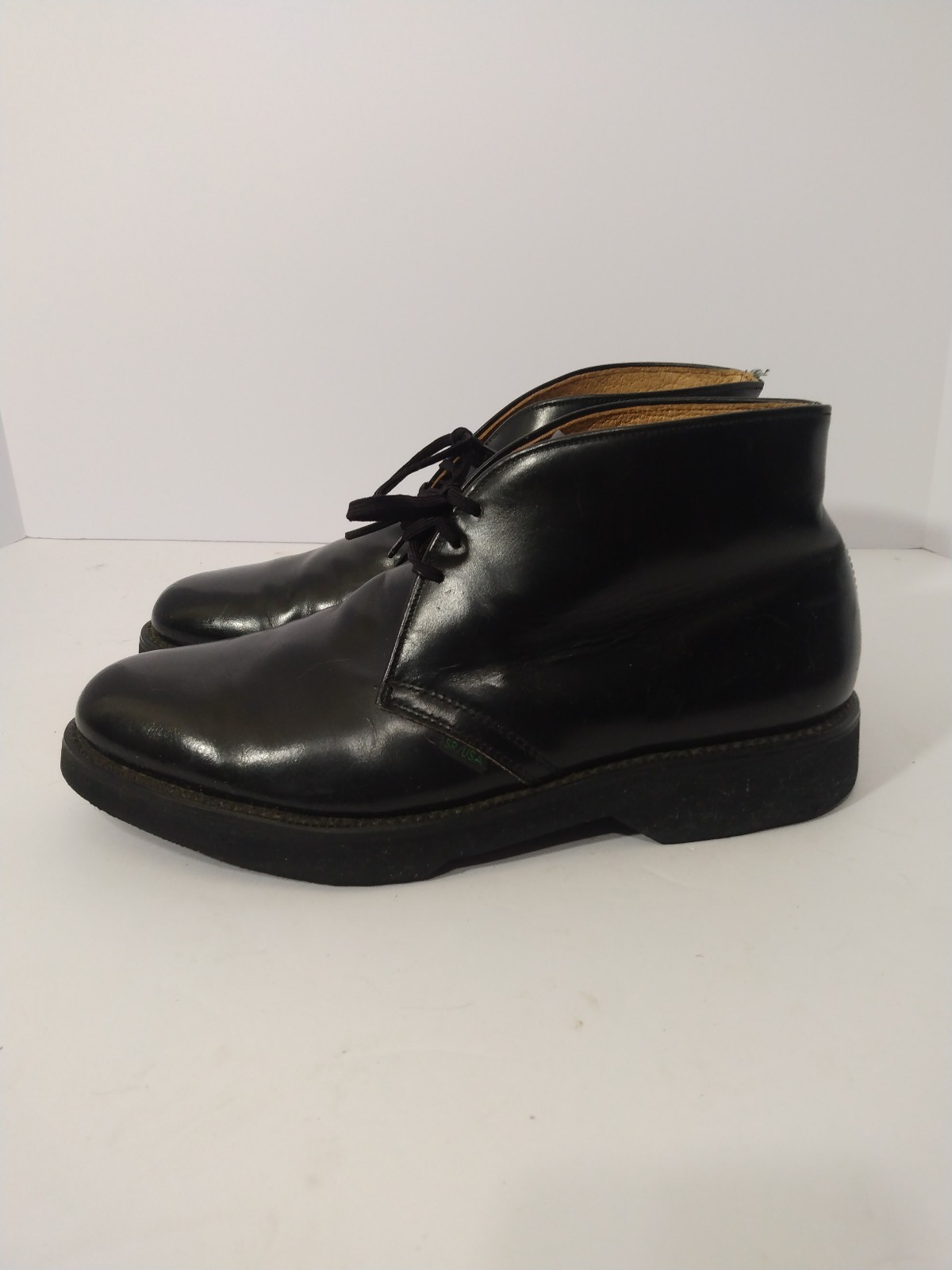 Men Vintage USPS Postal Carrier Black Cush N Crepe Leather Chuka Boots Sz 7.5 3E