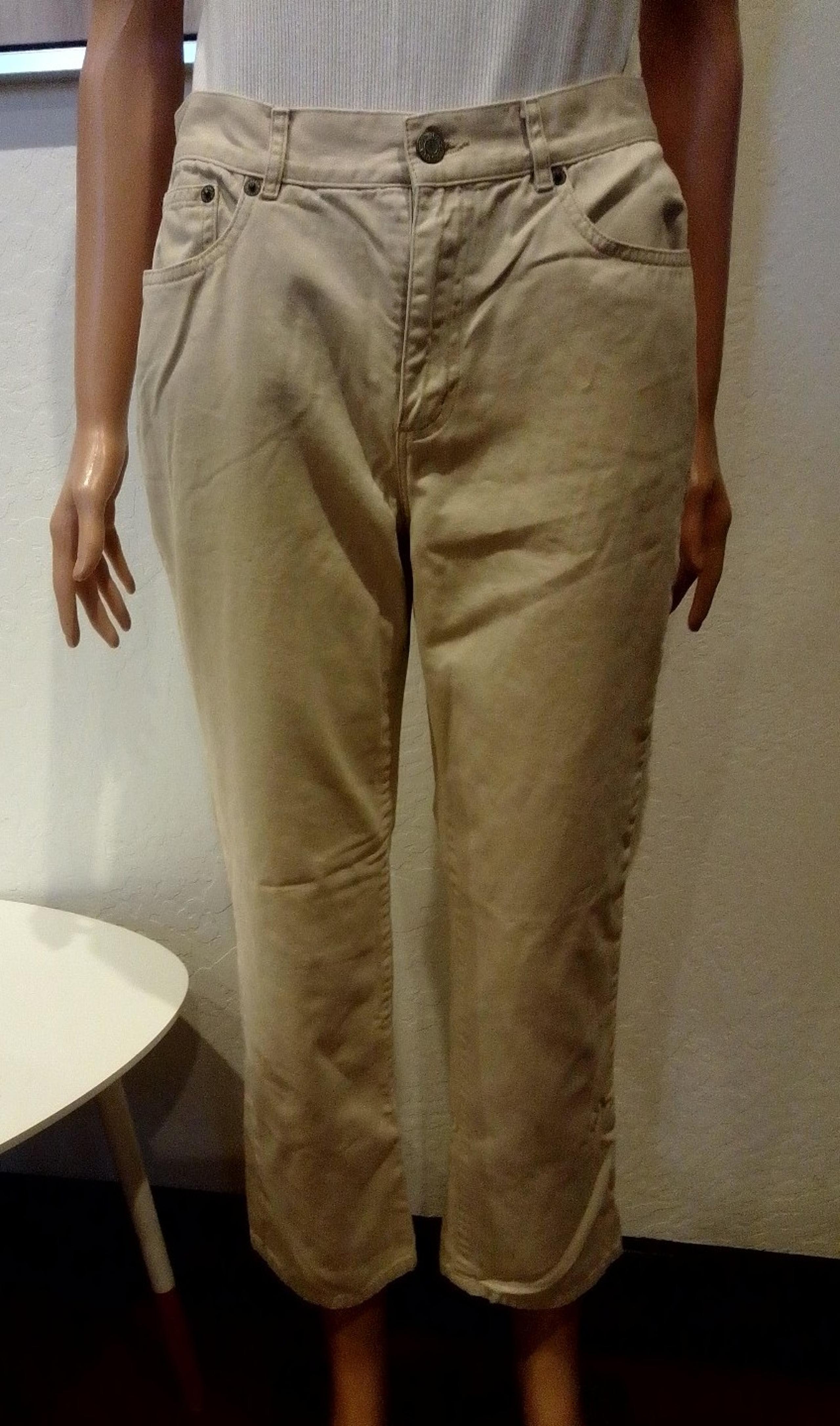 Vintage Ralph Lauren Women's Petites Khaki Colored Chino Style Pants Size 6P