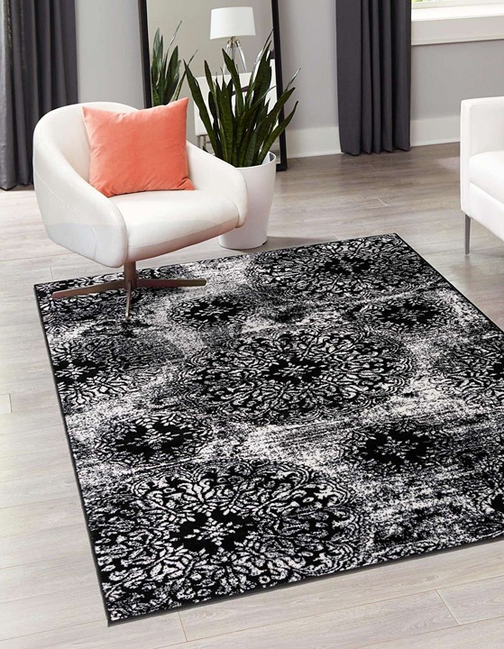6' x 9' New Area Rug Black H 41645 Home Decorative Art Soft Carpet Collectible