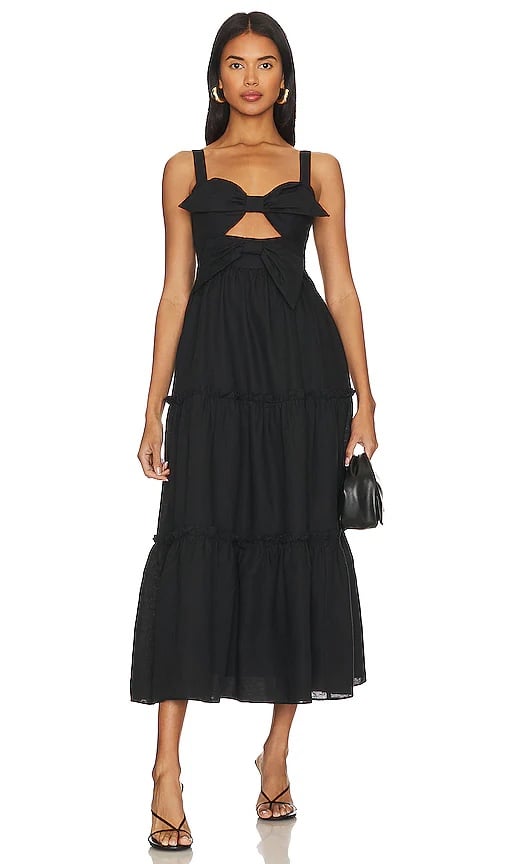 365 Cami NYC Kaylyn Sleeveless Bow Tiered Cutout Midi Dress size xs