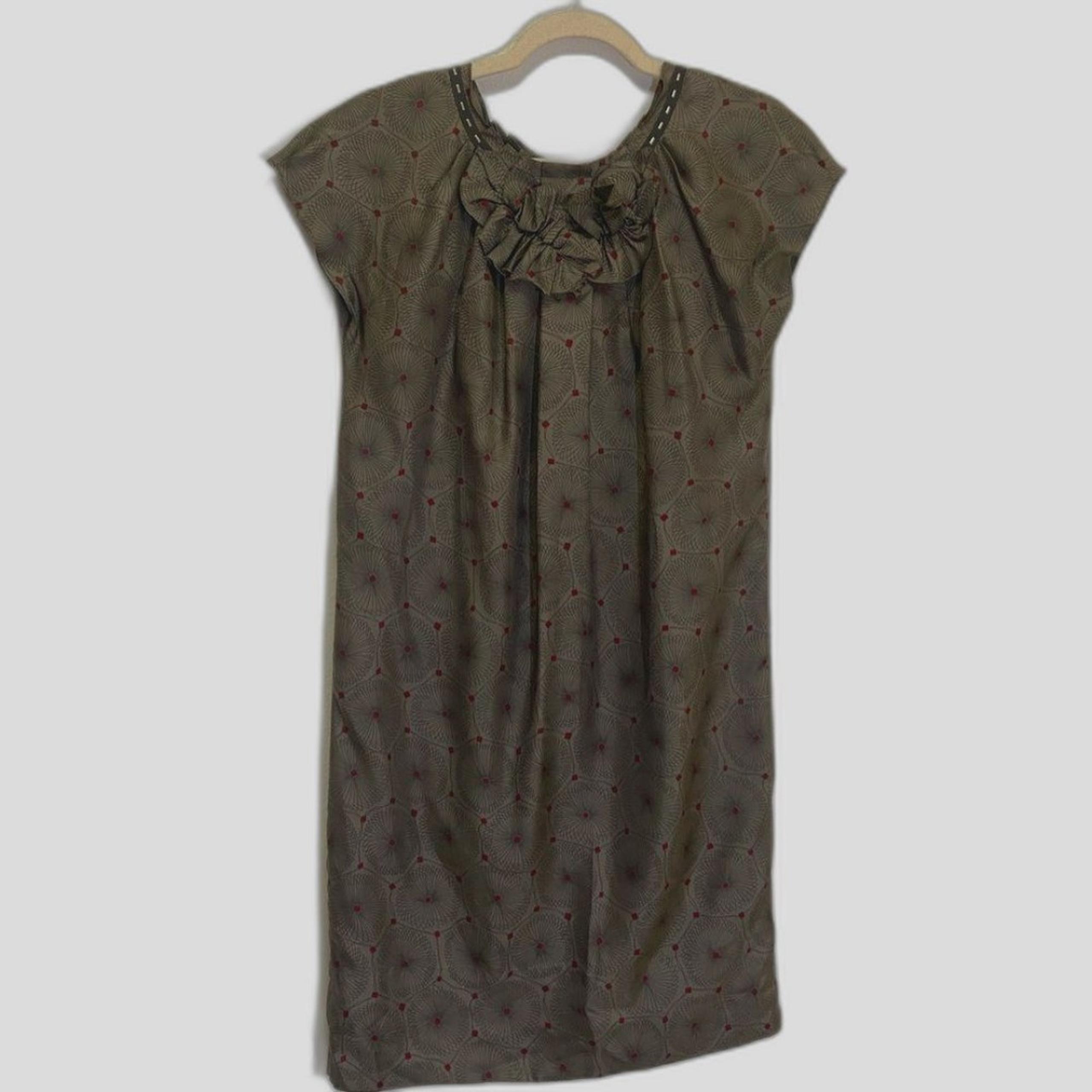 Lida Baday - Silk Dress with ruffled neckline and - sz 10