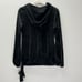 Nike Dark Gray Velvet Velour Hooded Cowl Neck Ribbon Drawstring Pullover Hoodie