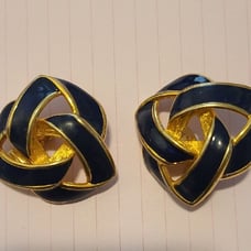 Givenchy vintage navy blue clip on earrings bow