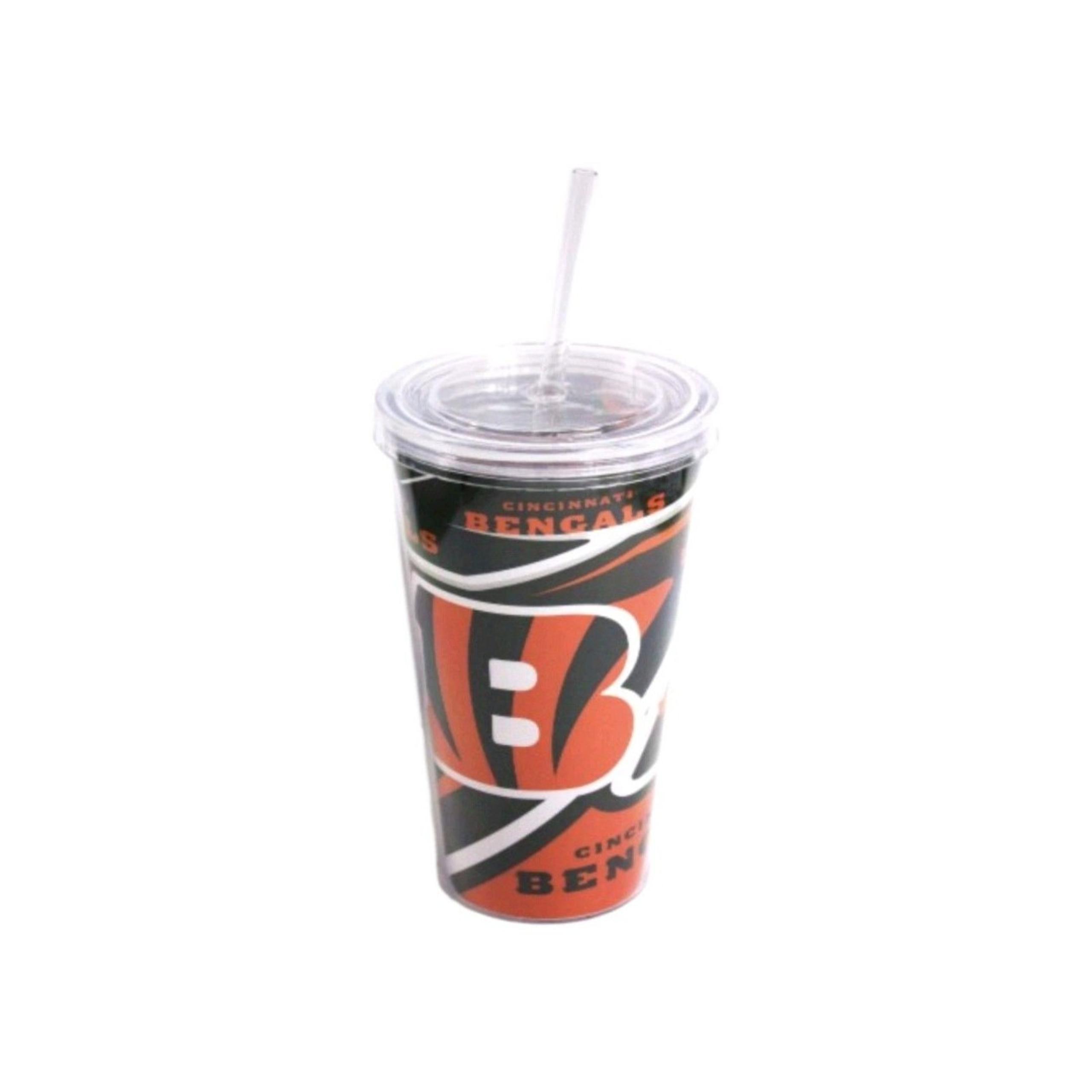 Cincinnati Bengals Football NFL 17.5 oz Double Wall Hype Tumbler W/Lid & Straw