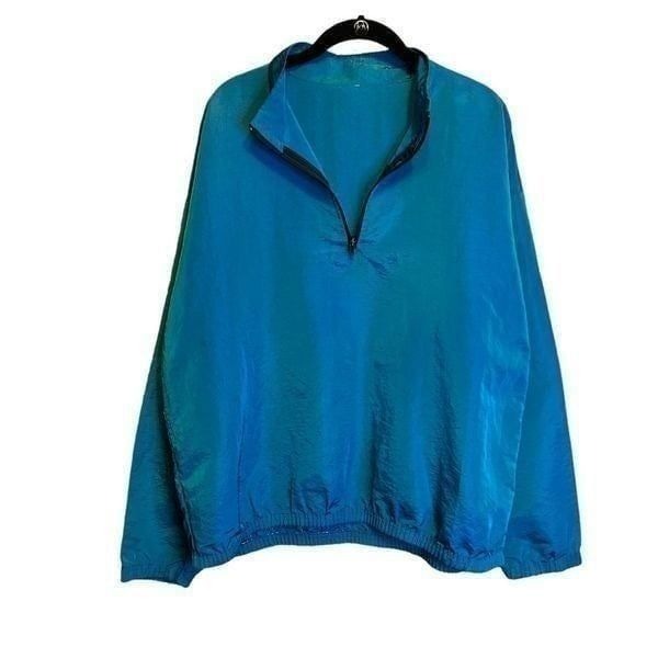 Vintage Men's 3XL Blue Half Zip Windbreaker Jacket