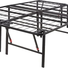 Amazon Basics Bed Frame with Storage, Foldable Metal Platform, Queen Size, Black