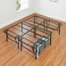 Amazon Basics Bed Frame with Storage, Foldable Metal Platform, Queen Size, Black