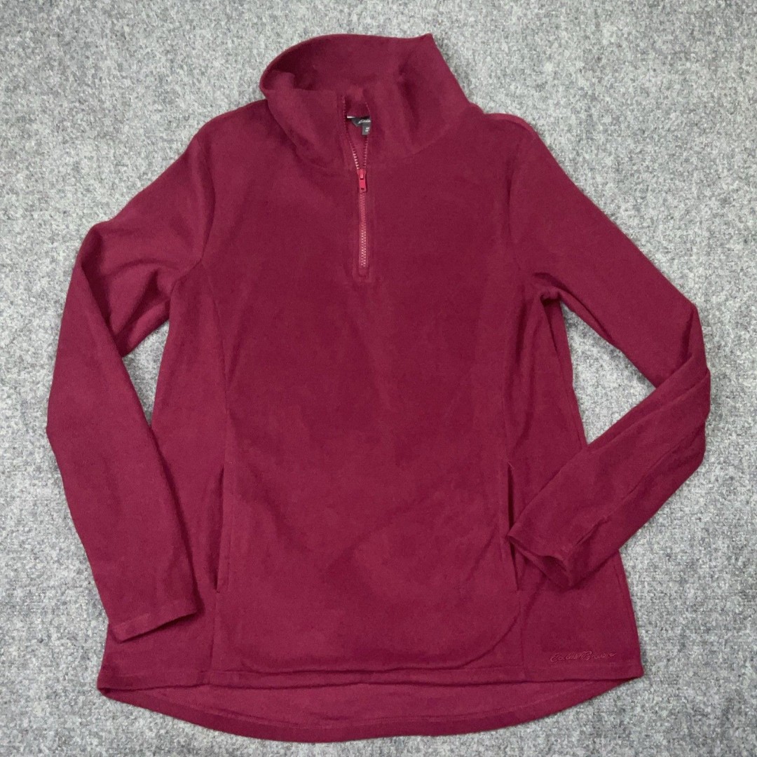 Eddie Bauer Sweater Womens Size L Black Cherry Fleece Outdoors Hiking Casual
