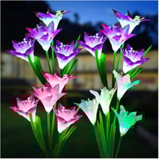 Outdoor Solar Lights, KOOPER 4 Pack Solar Garden Lights with Bigger Lily Flowers