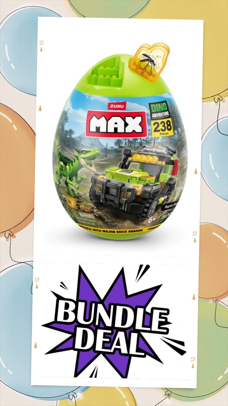 Dinosaur truck and Monster truck "lego" like construction kit lot of 2