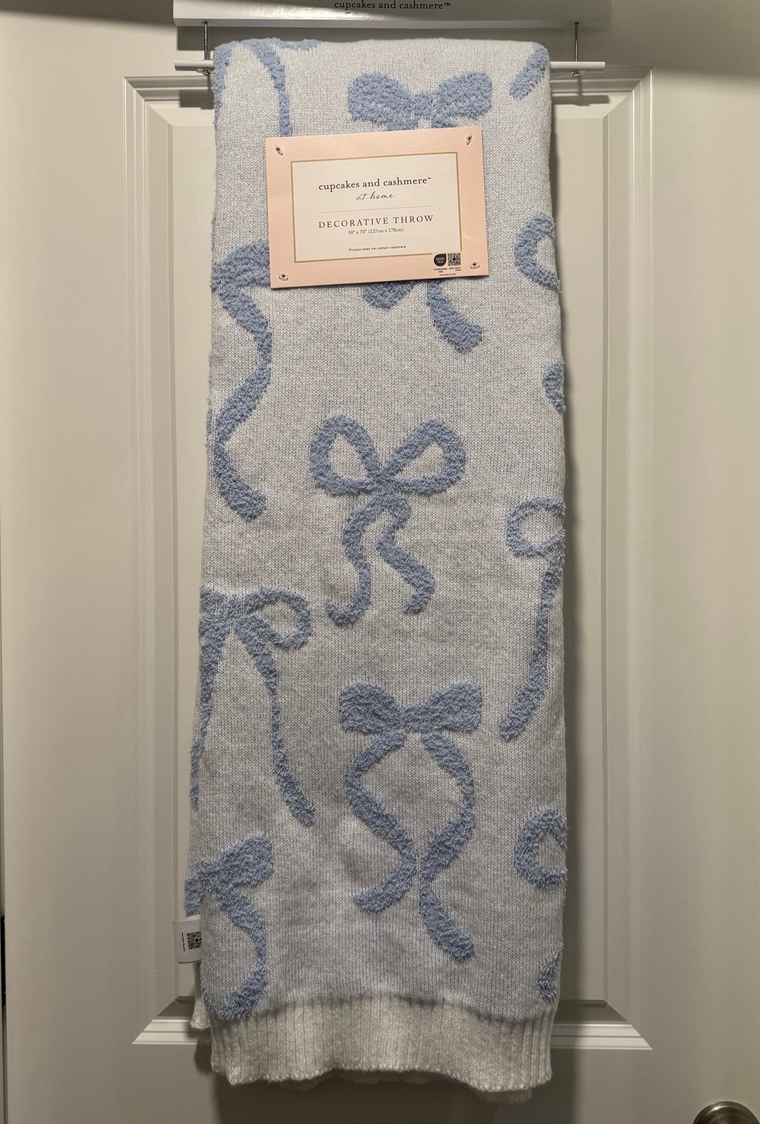 Cupcakes and Cashmere Blue Bow Throw Blanket