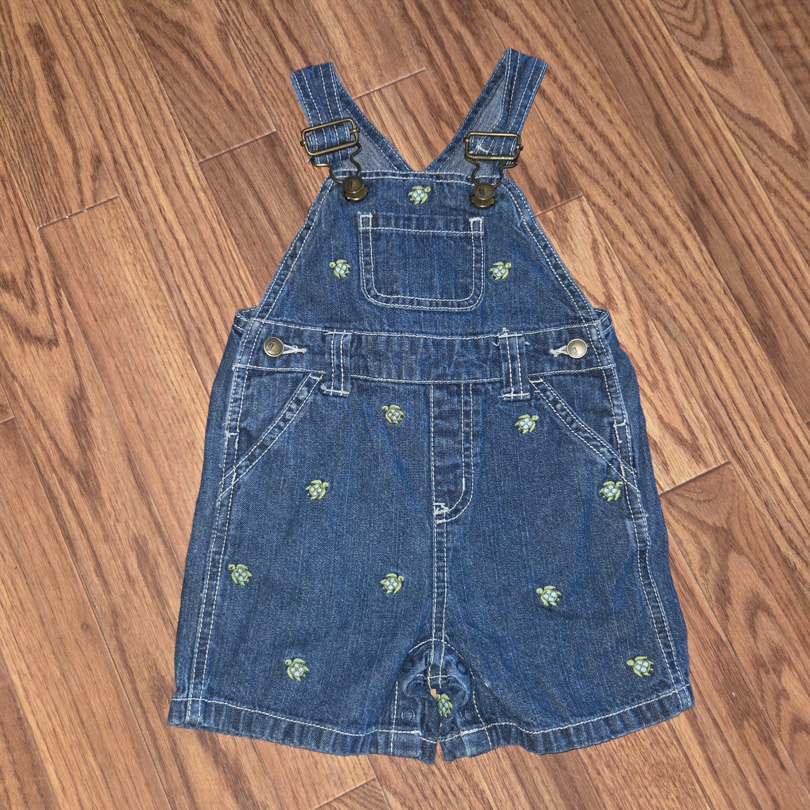 Vintage Gymboree Turtle Denim Shortalls Overalls Baby Boys 6-12 Months (2008)