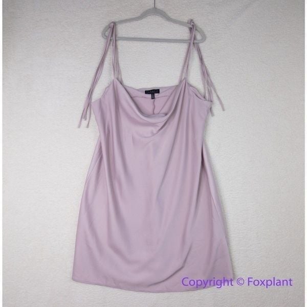 New! Eloquii Satin Mini Cowl Neck Slip Dress light purple, size 22