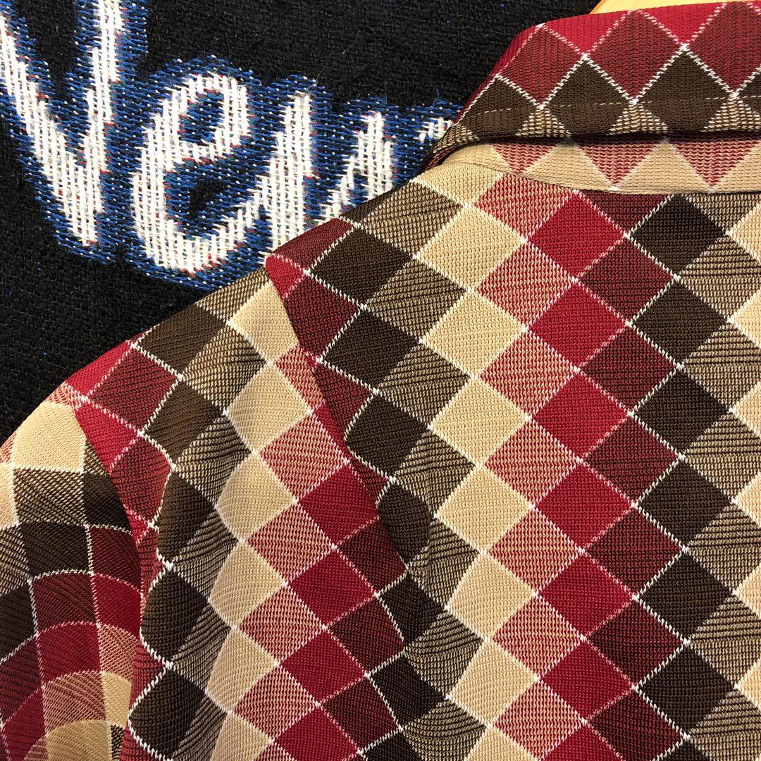 70s PolyKnits Argyle Polo Shirt, Red, Size M